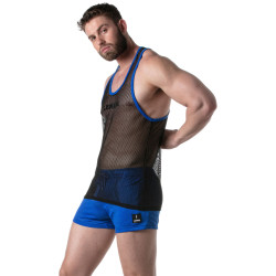 LEADER Débardeur en mesh TANK TOP Noir-Bleu